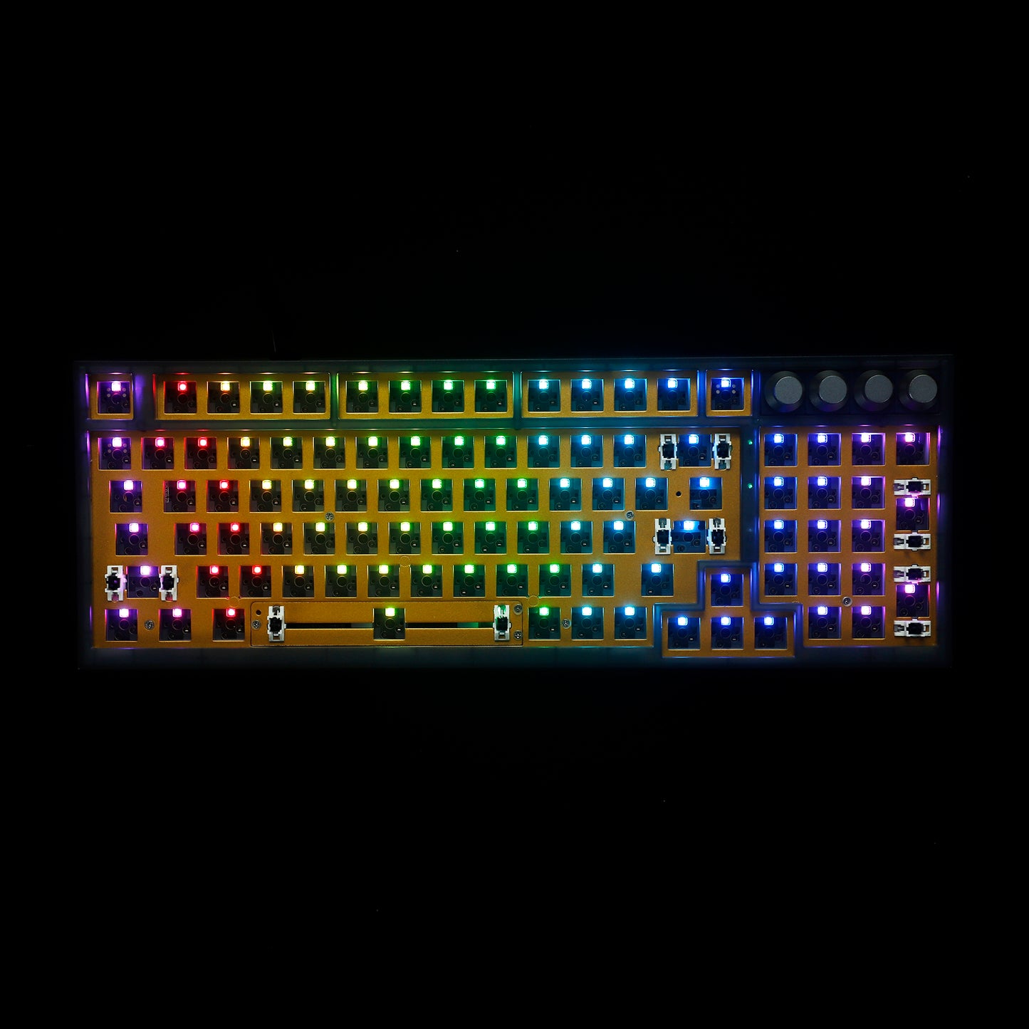 GK980 Plastic Triple-Mode 4 Knobs Gasket RGB Hot Swappable Macro Programmable Bluetooth Wired 2.4G Mechanical Keyboard  Kit