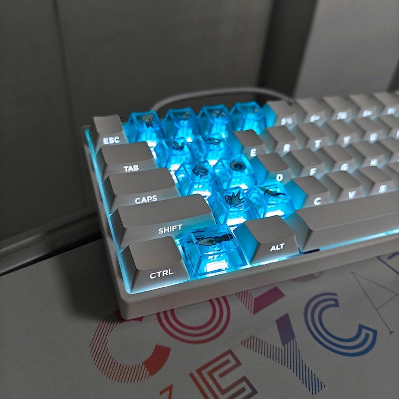 YMDK 11 Additional Keys DIY Windbreaker Crossbow Theme PC Transparent Cherry Profile Shine Through Keycaps For MX Mechanical Keyboard