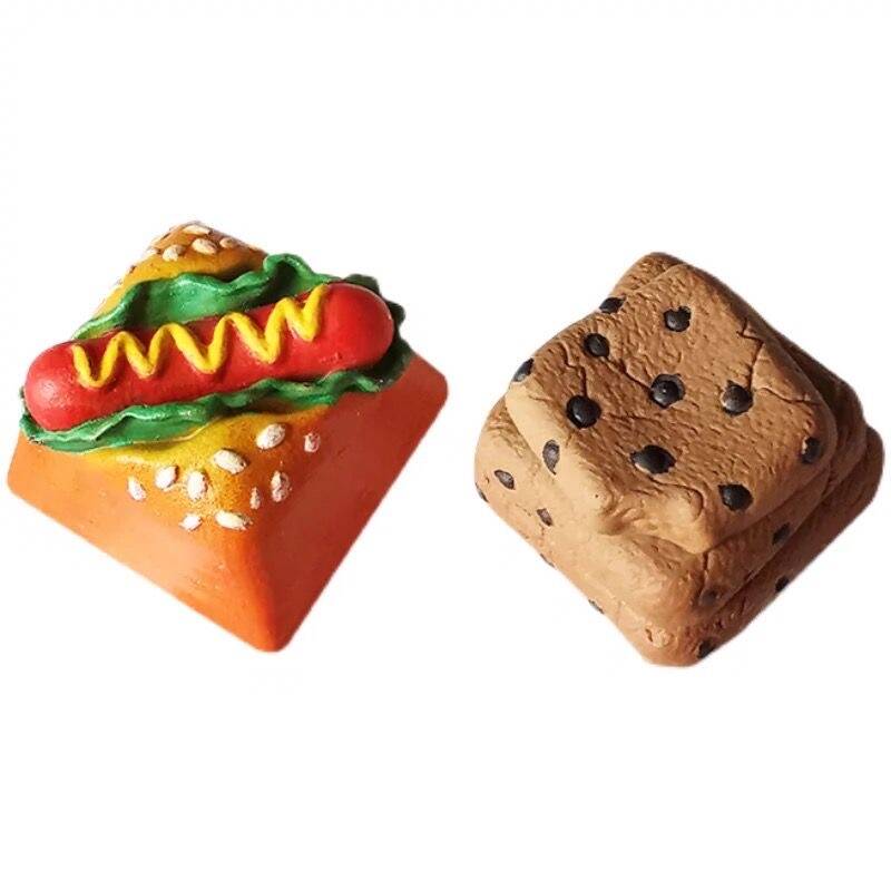 YMDK Hamburger Bread Gourmet Personalized Keycaps Creative Cute Resin Key Caps for Mechanical Keyboard