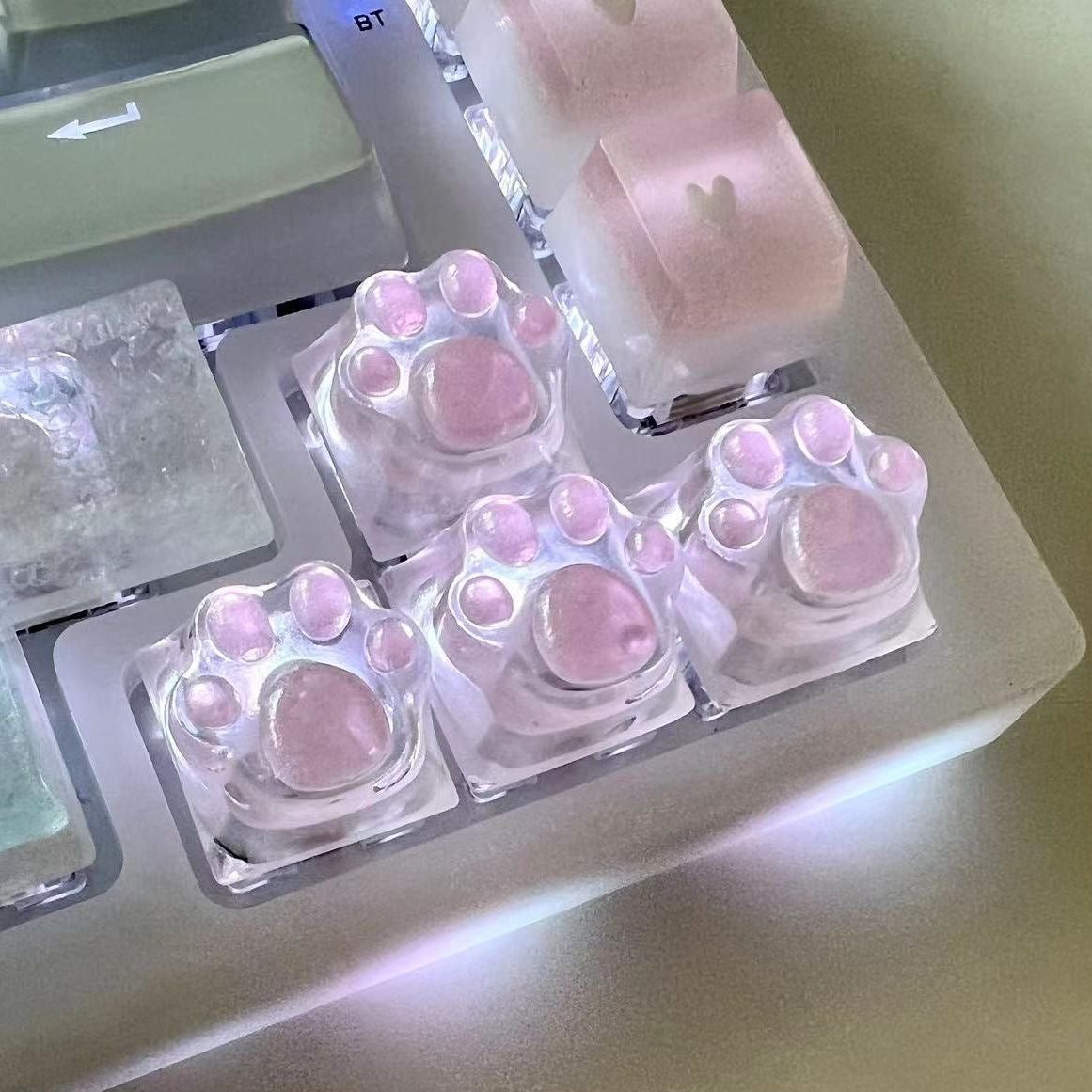 YMDK Cat Claw Personality Keycap ESC Key Shine Through Resin Arrow Keys Cute Creative Keycap for MX Mechanical Keyboard