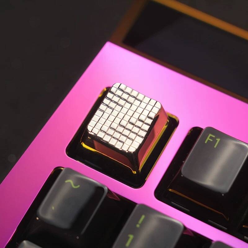 YMDK Matrix Water Droplet Personalized Keycaps Zinc Aluminum Alloy Metal Grain Key Caps Novel Cool for MX Mechanical Keyboard