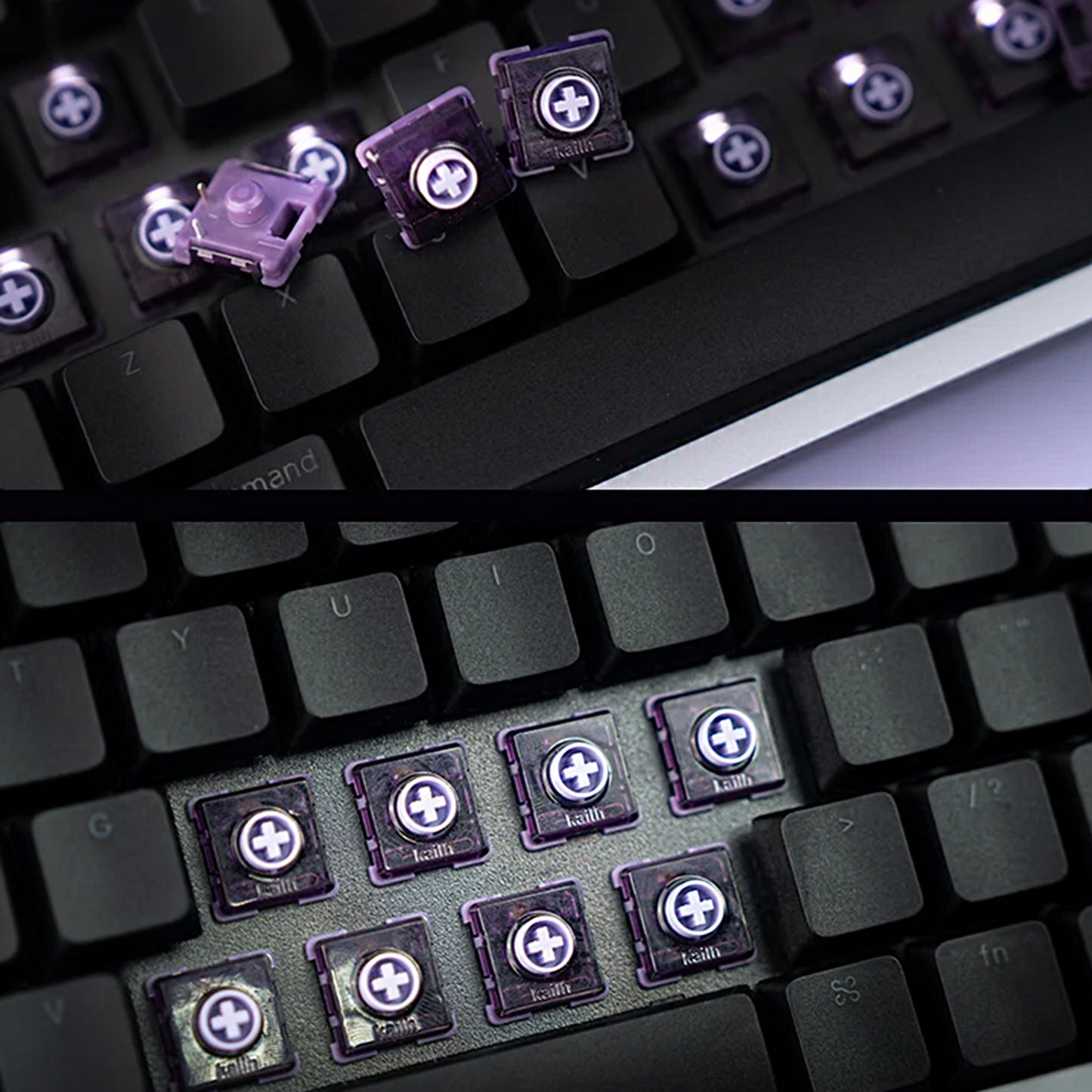 Kailh Purple Iris Silent Mini Low Profile Switches 1353 Series Linear Fast Actuation 3-Pin for HITBOX Low Profile Keyboards