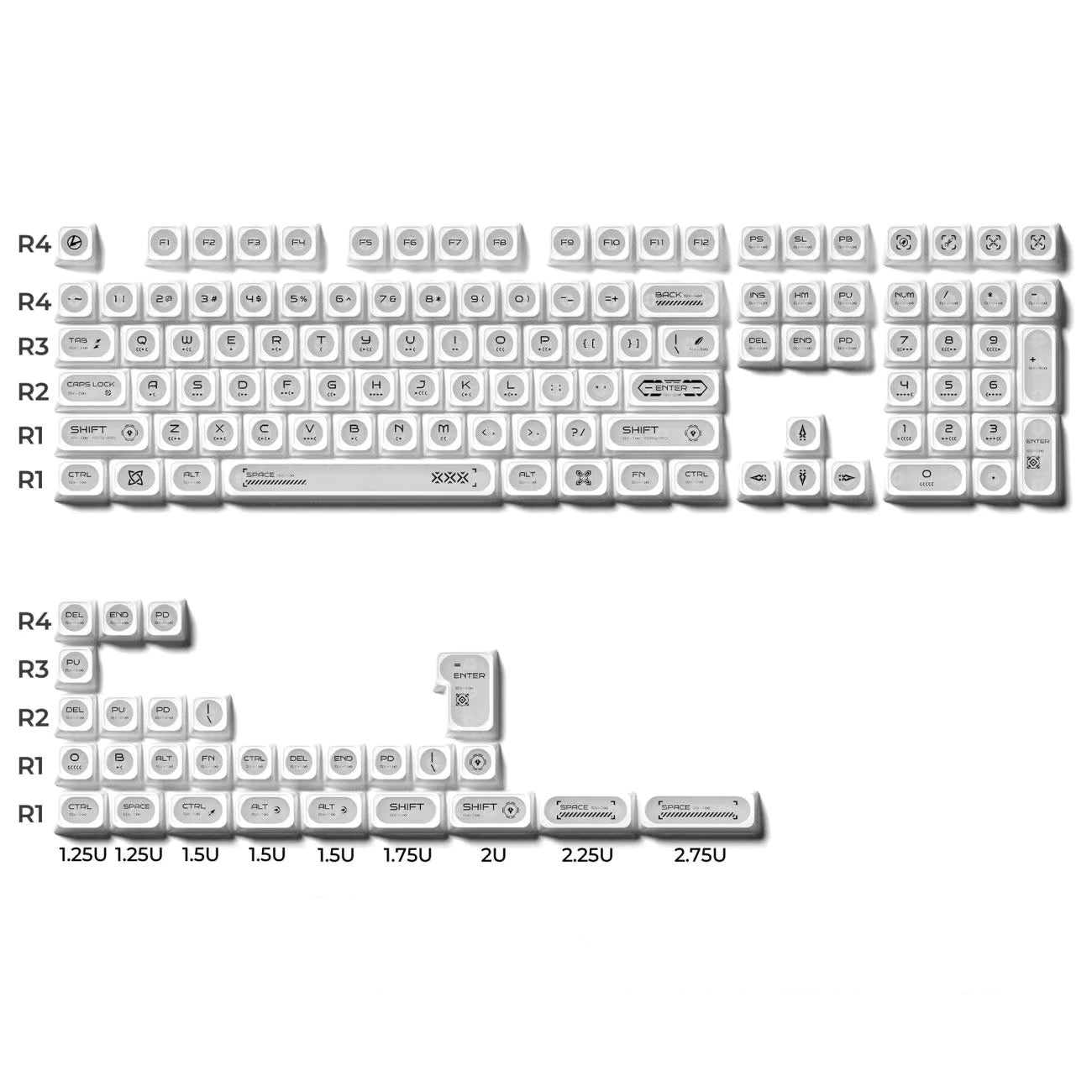 YMDK Crescent Moon Matte Shine Through 136 Key Top Print Keycaps PBT+PC Matte Dye Sub Keycaps MAX Profile for 61/68/84/87/98/104/108 MX Mechanical Keyboard