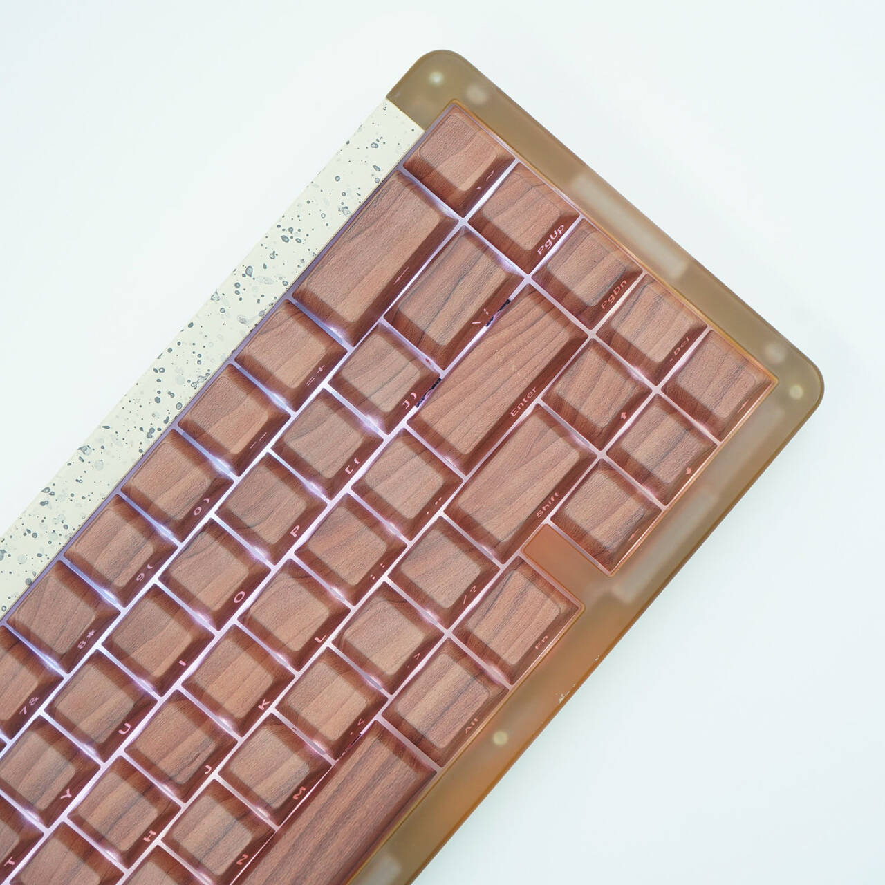 YMDK Walnut Keycaps Novel Creative Keycap 137 Keys Side Light Transmitting Key Cap PBT Dye Sub Cherry Profile for MX Mechanical Keyboard