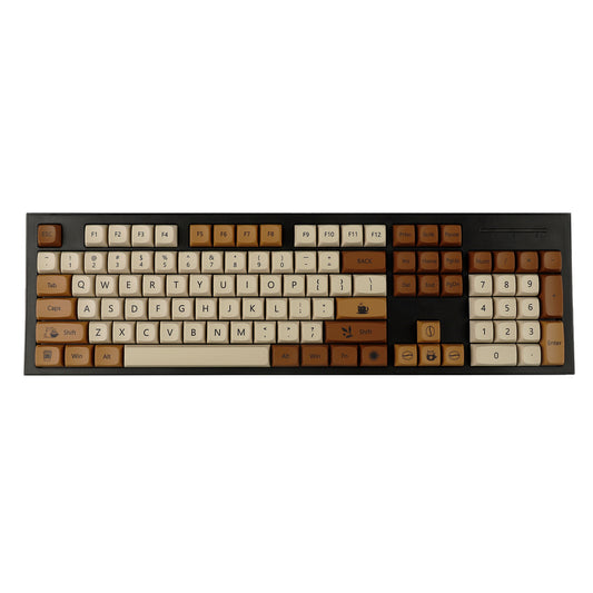 YMDK Coffee Cat 138 Keycaps(ZDA Profile XDA v2 Dye Sub PBT For 104 TKL 60% 96 84 68 64)