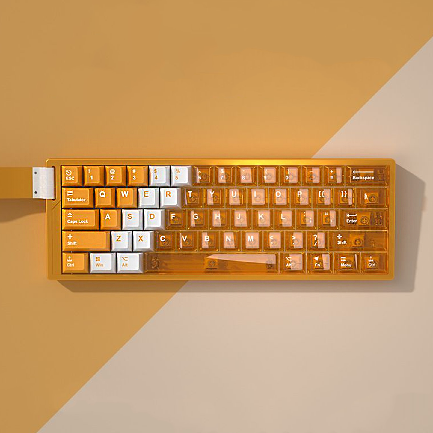 YMDK PBT+PC Transparent Keycaps Cherry Profile Shine Through Top Print Dye Sublimation Keycap for MX 61/64/68/84/87/100/104/108 MX Mechanical Keyboard