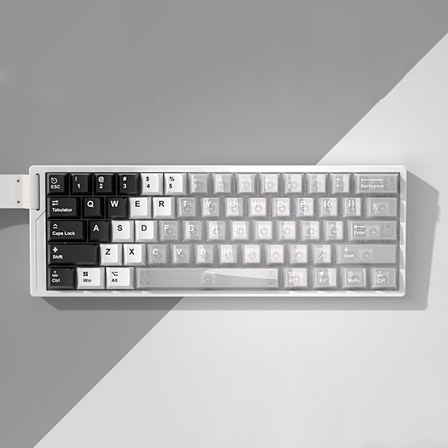YMDK PBT+PC Transparent Keycaps Cherry Profile Shine Through Top Print Dye Sublimation Keycap for MX 61/64/68/84/87/100/104/108 MX Mechanical Keyboard