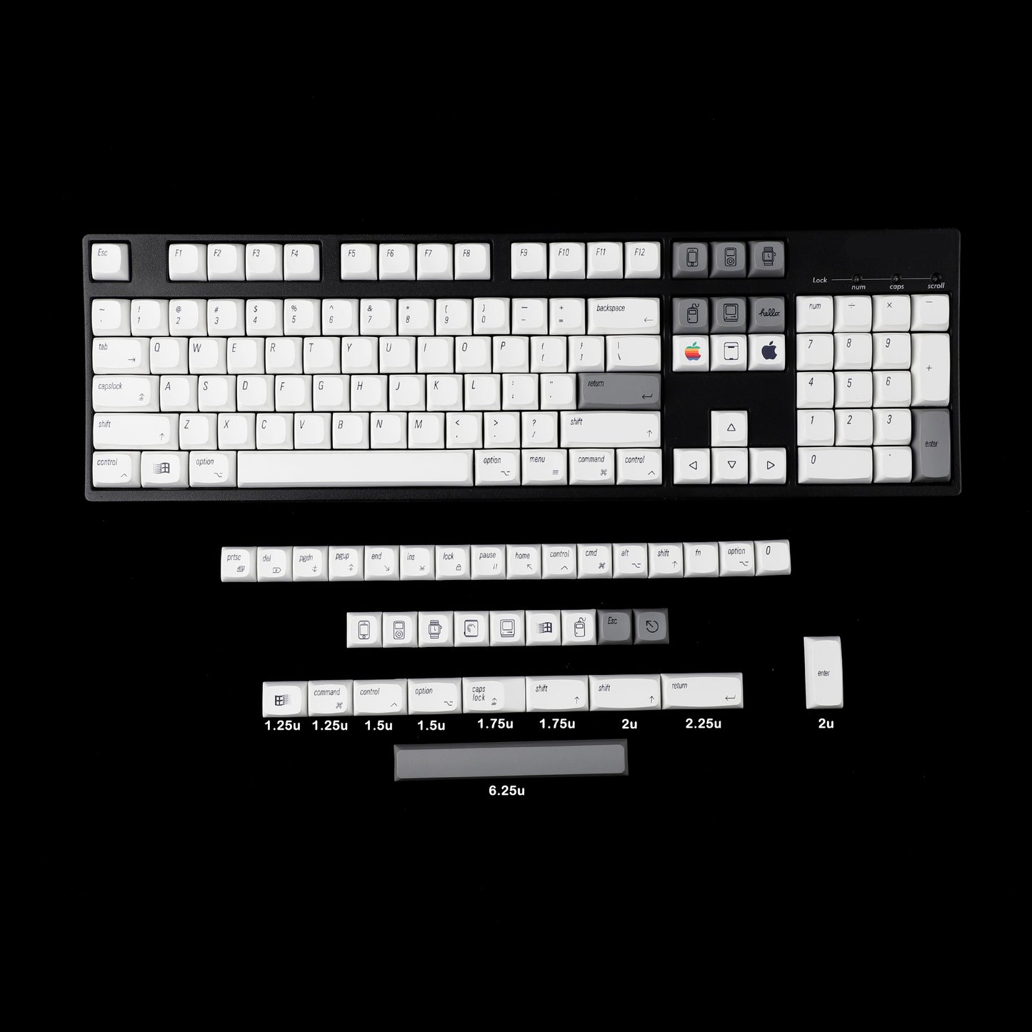 YMDK 139 Mac Keycaps XDA v2 Profile Normcore Style Gray White Dye Sub PBT White For 104 TKL 60% 96 84 68 64 MX Switches Keyboard