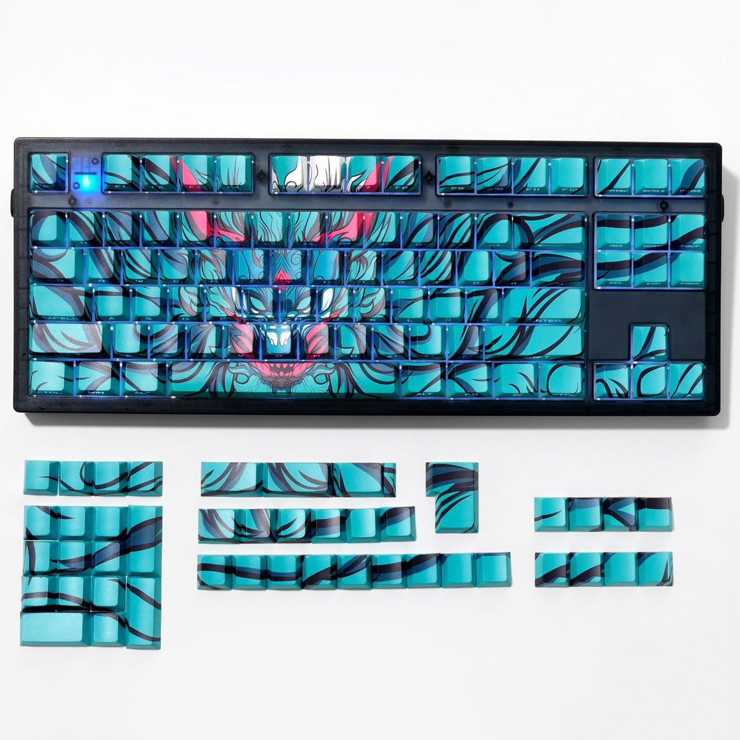 YMDK Orlon Dragon Theme 131 Keys Keycaps Cherry Profile PBT Dye Sub Sidelit Manga Anime Homemade Custom Keycap for MX Mechanical Keyboard