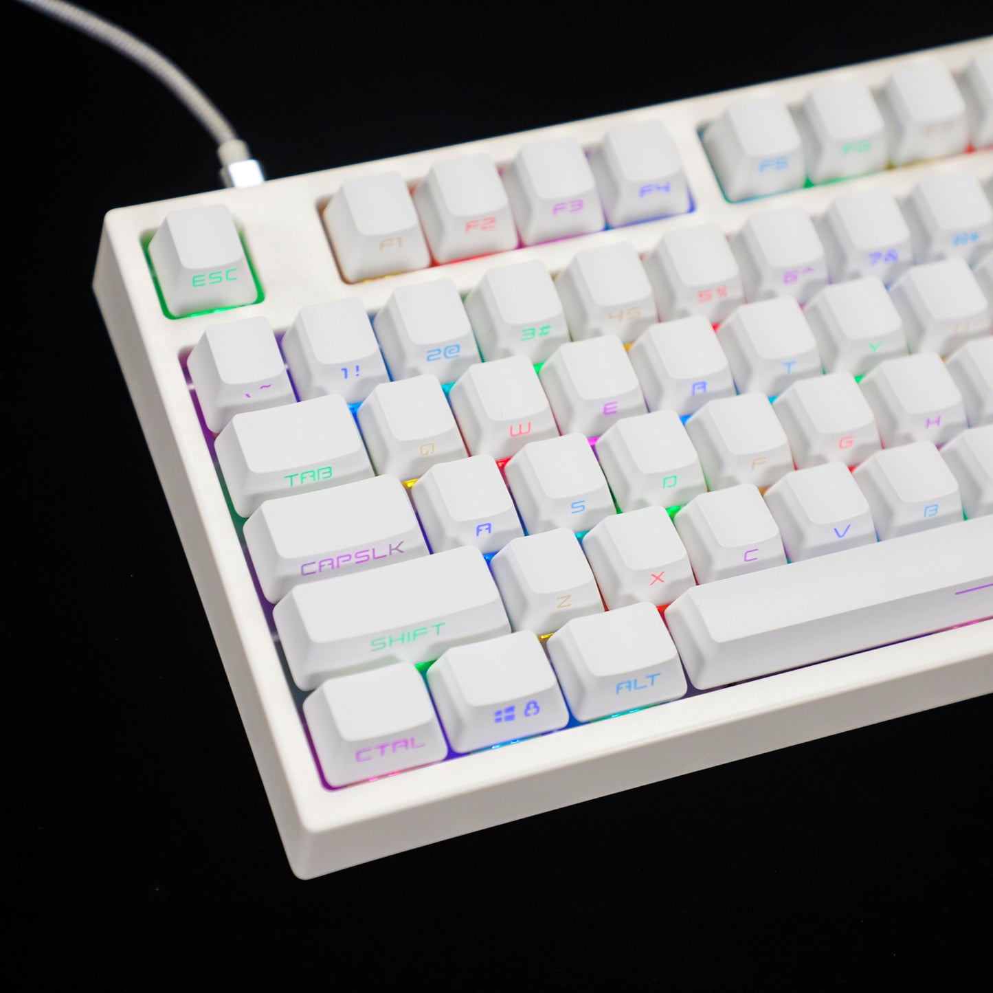 YMDK White Black SideLit 134 Keycaps(Double Shot OEM Profile/108 TKL 61 65% NJ80 NCR80 84 96 Using)