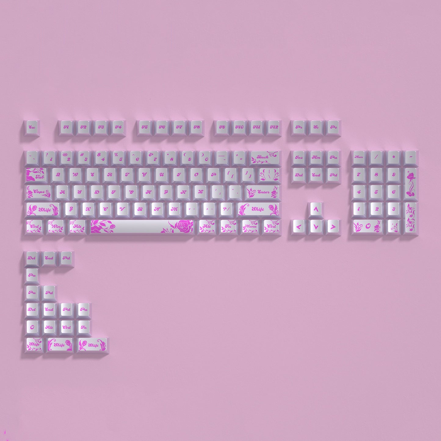 YMDK Magic Pearlescent Keycaps 121 Keys Top Print Cherry Profile Dye Sub Keycap PBT for MX Mechanical Keyboard 60 68 75 100 104 Layout