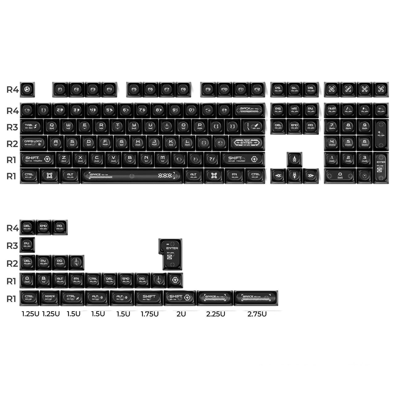 YMDK Crescent Moon Matte Shine Through 136 Key Top Print Keycaps PBT+PC Matte Dye Sub Keycaps MAX Profile for 61/68/84/87/98/104/108 MX Mechanical Keyboard