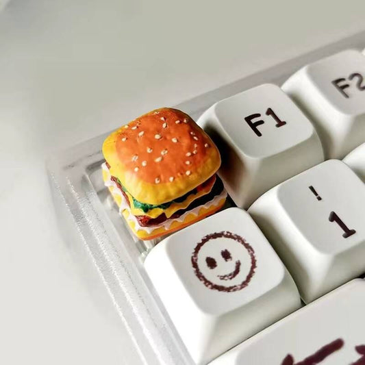 YMDK Hamburger Bread Gourmet Personalized Keycaps Creative Cute Resin Key Caps for Mechanical Keyboard