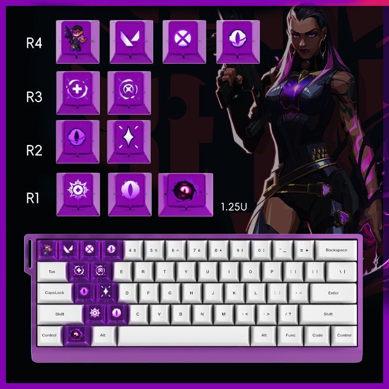 YMDK 11 Additional Keys DIY Windbreaker Crossbow Theme PC Transparent Cherry Profile Shine Through Keycaps For MX Mechanical Keyboard
