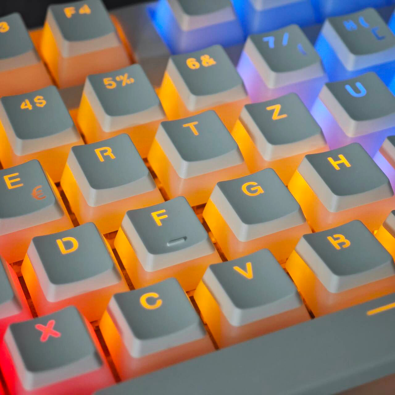 YMDK White Pudding Full Set German ISO QWERTZ Double Shot PBT Shine Through OEM Profile Keycap set For MX Switches Mechanical Keyboard