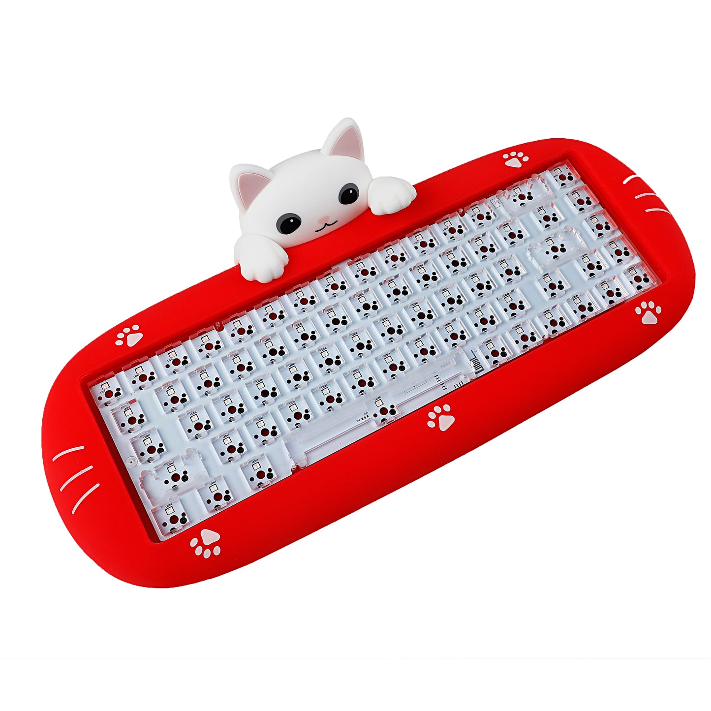 YMDK Meow68 keyboard Cat Custom Triple-Mode RGB Hot Swappable meow 68 Mechanical Keyboard Barebone(Support Macro Programmable Bluetooth&Wired&2.4G)