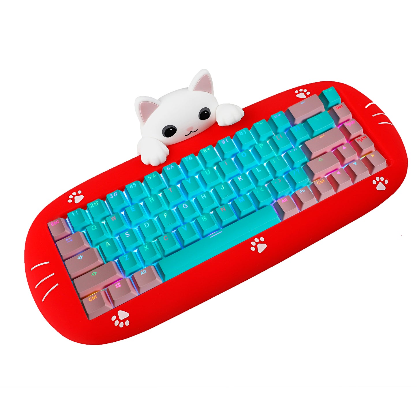 YMDK Meow68 keyboard Cat Custom Triple-Mode RGB Hot Swappable meow 68 Fully Mechanical Keyboard(Support Macro Programmable Bluetooth&Wired&2.4G)
