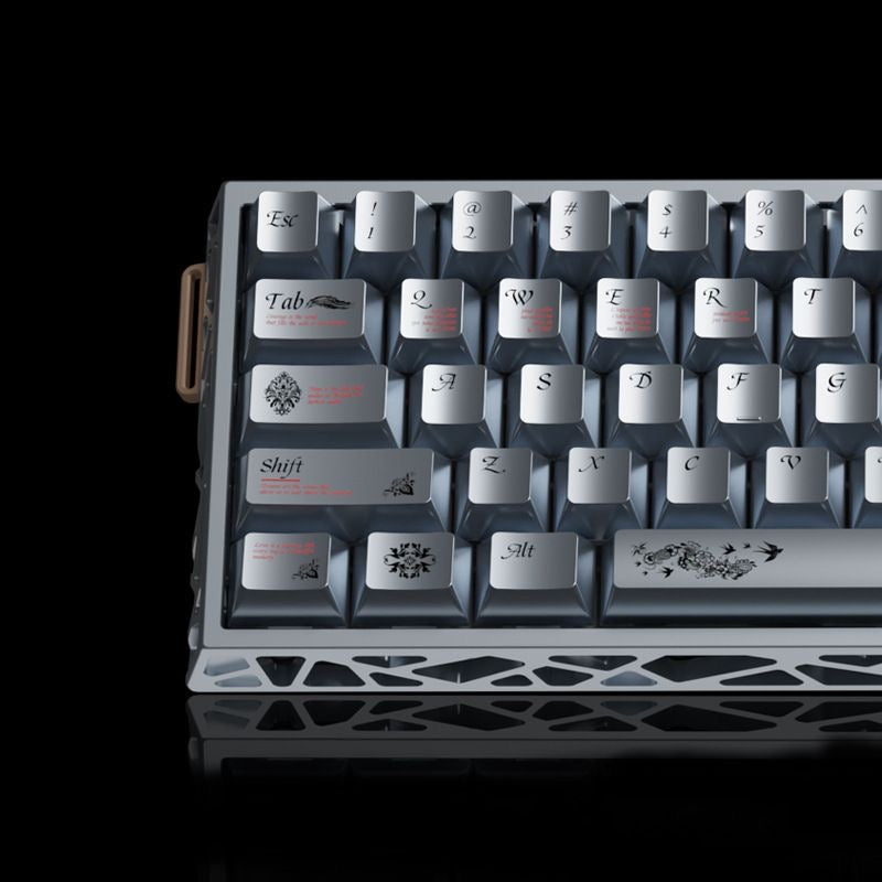 YMDK 126 keys Key of Time Theme Cherry Profile Metal Texture Keycaps Five-sided Dye Sub UV Print Keycap for 61/68/75/87/96/100/104/108 MX Mechanical Keyboard