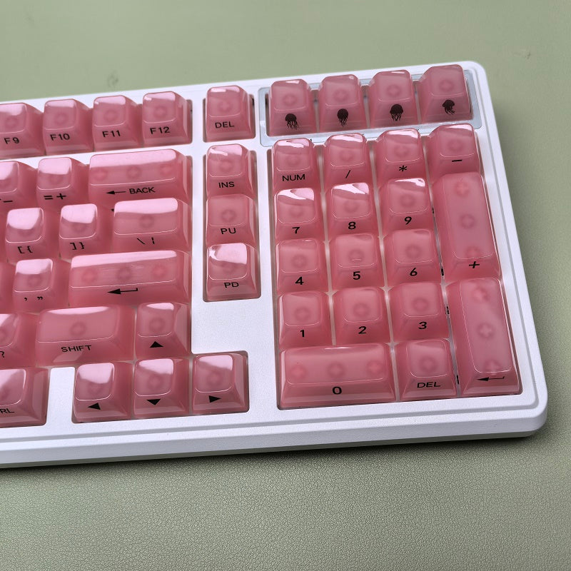 YMDK 119 Keys Jellyfish Keycaps Side Print Shine Through MDA Profile PC Material Custom Keycap for MX Mechanical Keyboards