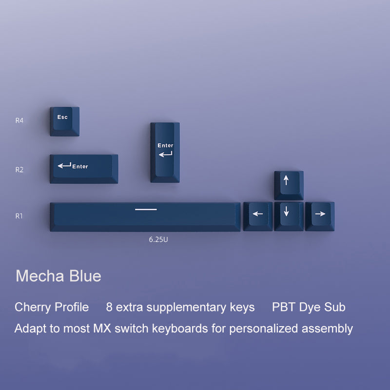 YMDK 8 pcs Extra Keycaps Double Shot PBT Cherry Profile Top Print Keycap Set Suitable for MX Switches Mechanical Keyboard
