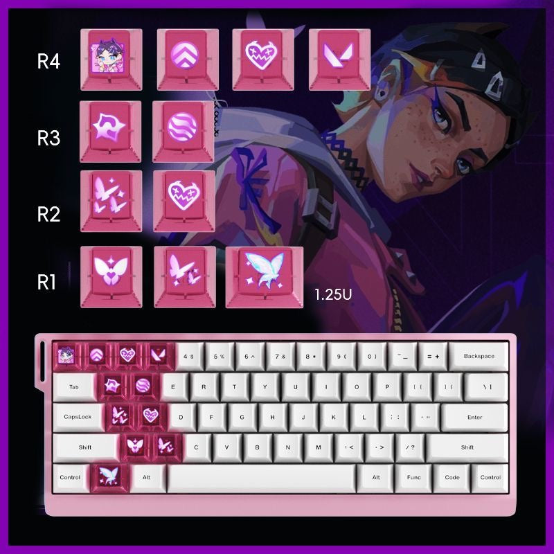 YMDK 11 Additional Keys DIY Windbreaker Crossbow Theme PC Transparent Cherry Profile Shine Through Keycaps For MX Mechanical Keyboard