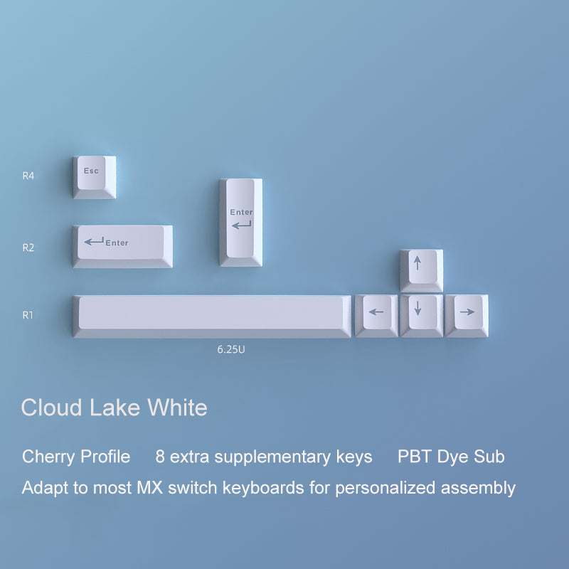 YMDK 8 pcs Extra Keycaps Double Shot PBT Cherry Profile Top Print Keycap Set Suitable for MX Switches Mechanical Keyboard