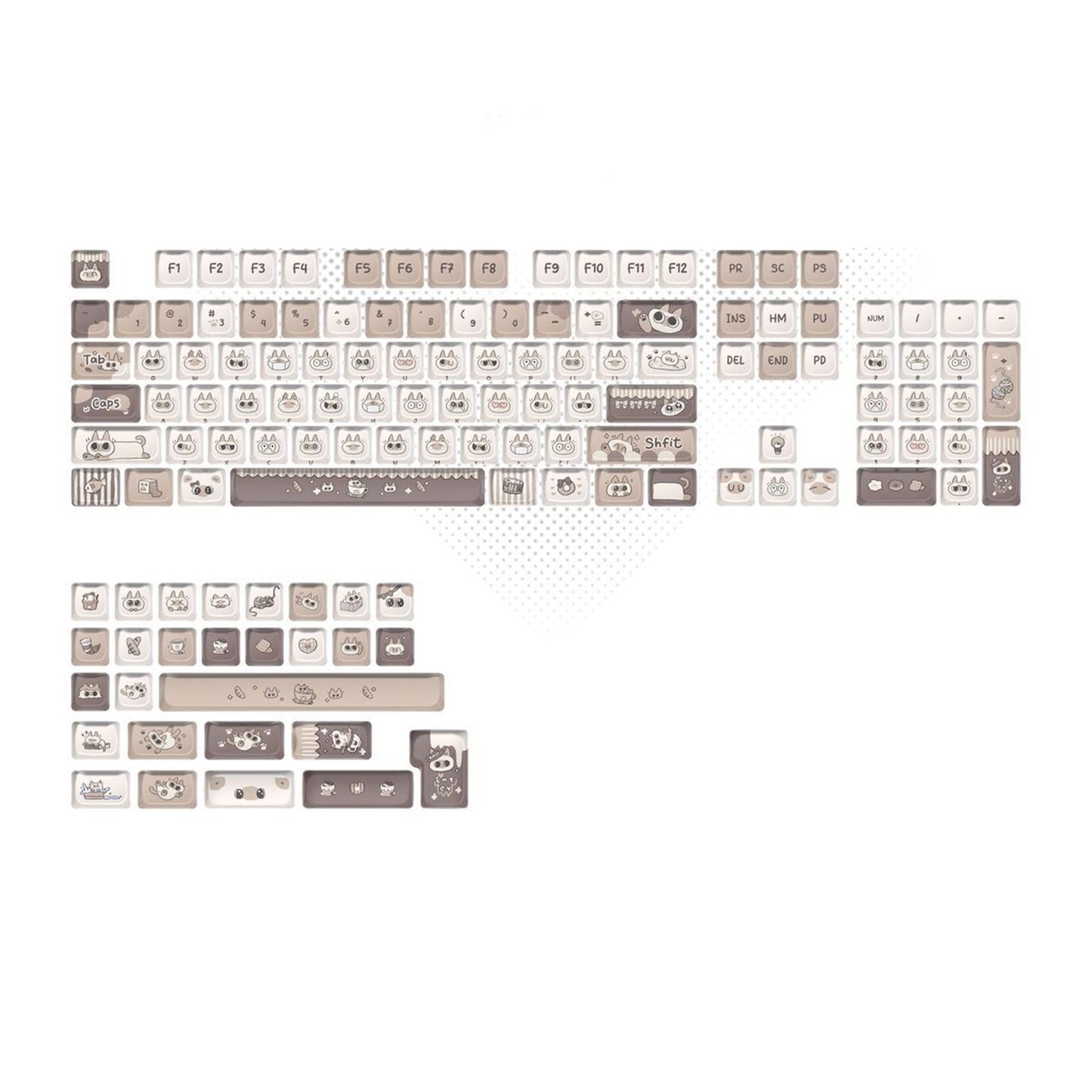 YMDK 132 keys Siamese Cat Theme MAO Profile Cat Head Pattern Dye Sub Cute PBT Keycaps for 61/68/87/98/104/108 MX Mechanical Keyboards