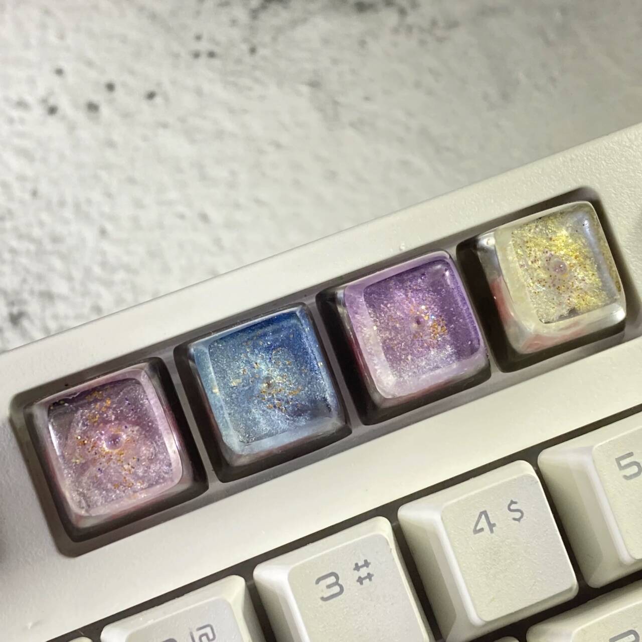 YMDK Starry Sky Galaxy Universe Personality Keycaps Translucent Cute Art Advanced Novel Keycap Cherry Profile Resin Key Cap for MX Mechanical Keyboard