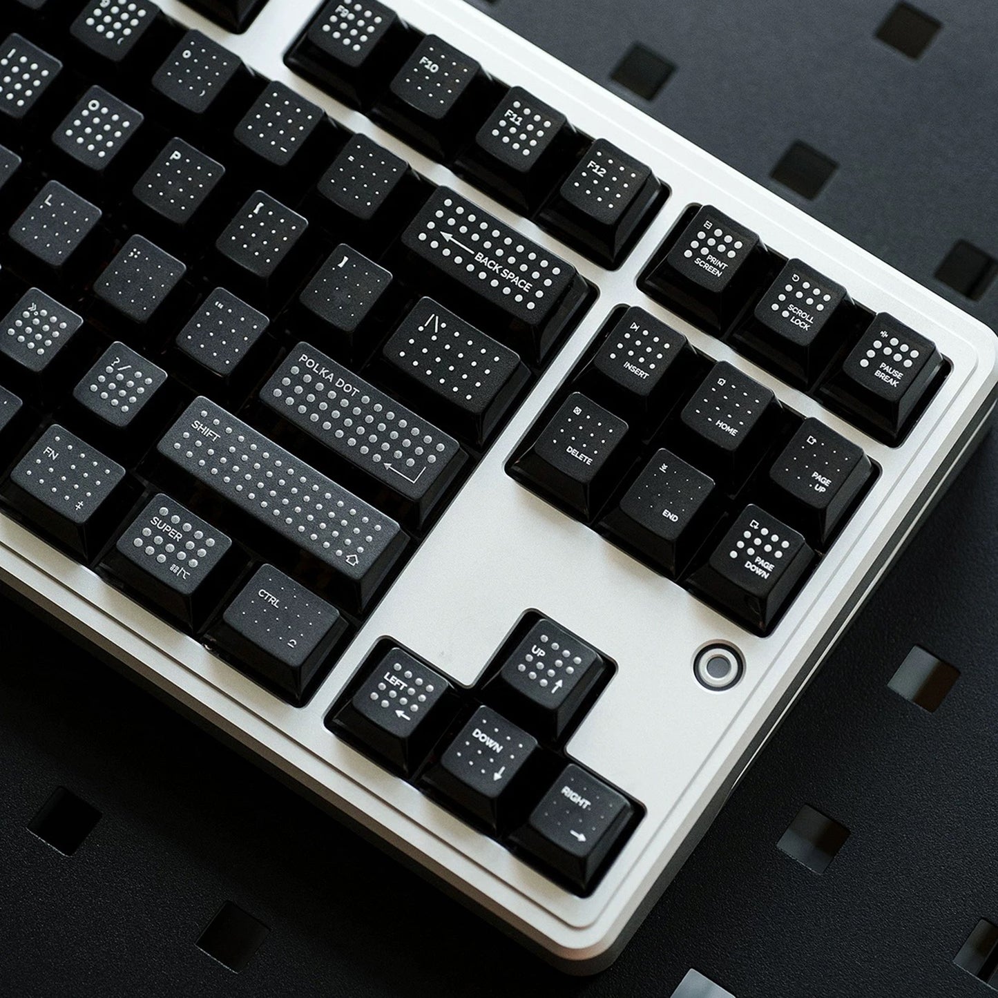 YMDK Polka Dot 142 keys Keycaps Black Frosted Shine Through Cherry Profile PC UV Print Keycap for 61/68/84/87/98/104/108 MX Mechanical Keyboard