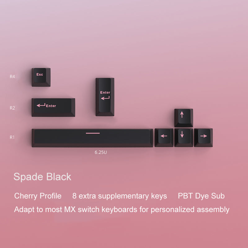 YMDK 8 pcs Extra Keycaps Double Shot PBT Cherry Profile Top Print Keycap Set Suitable for MX Switches Mechanical Keyboard
