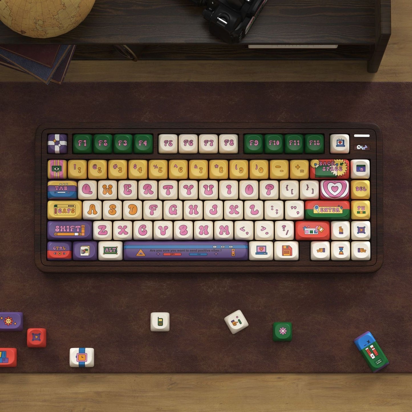 YMDK American Retro Keycaps SOA Cherry Profile Five-sided Dye Sublimation PBT Round Cute keycap for MX 61/68/87/98/104 MX Mechanical Keyboards