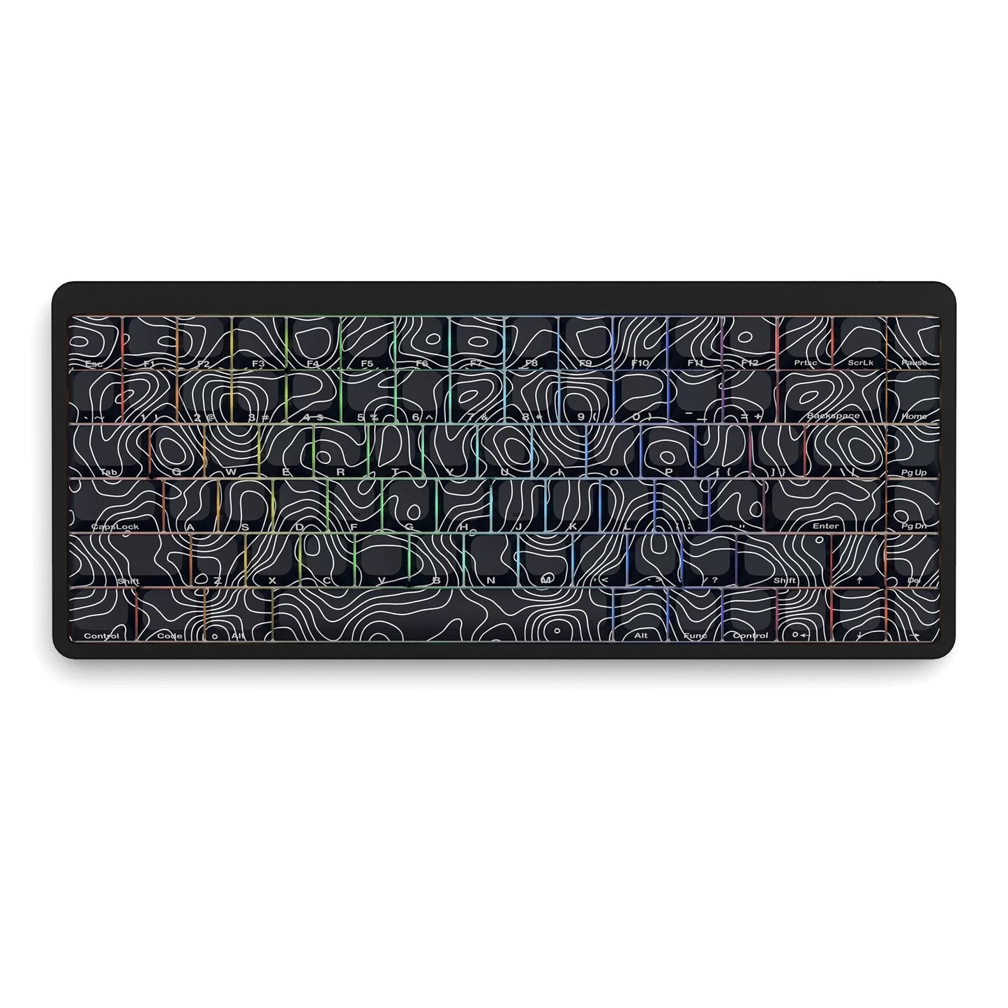 YMDK 131 Blcak Contour Lines Low Profile PBT Double Shot Keycaps for MX Mechanical Keyboards
