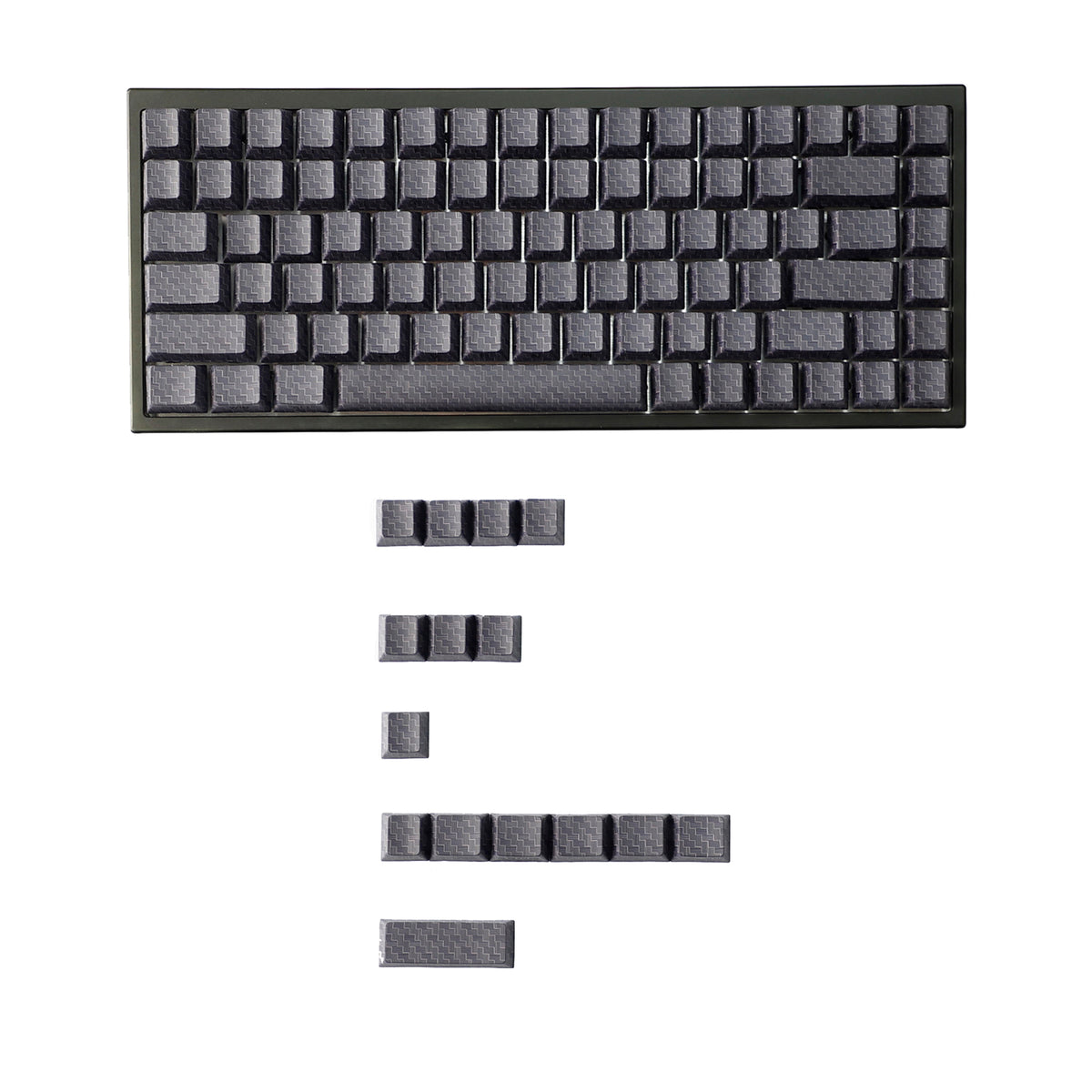 YMDK 99 Key Carbon Fiber Texture Key Caps Black Sidelit PBT Cherry Profile Custom Keycap for 61/64/68/84/87 MX Mechanical Keyboards