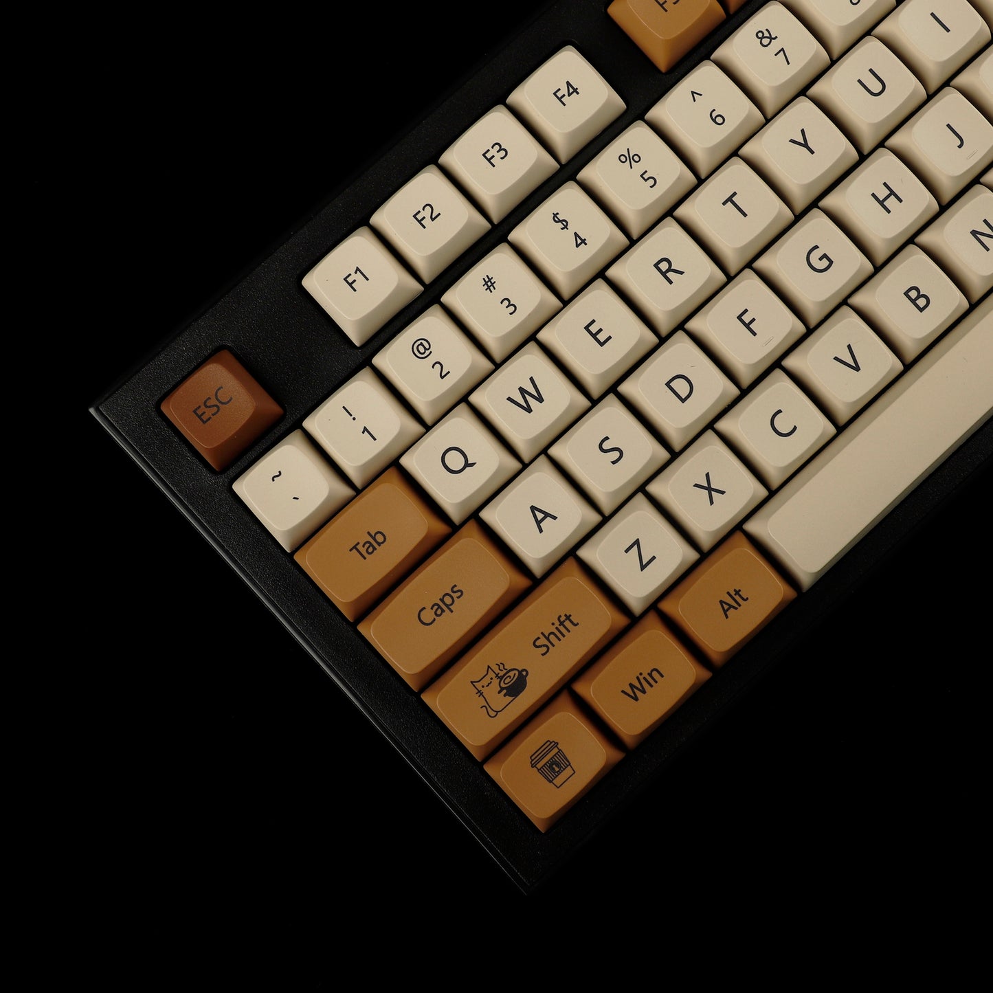 YMDK Coffee Cat 138 Keycaps(ZDA Profile XDA v2 Dye Sub PBT For 104 TKL 60% 96 84 68 64)