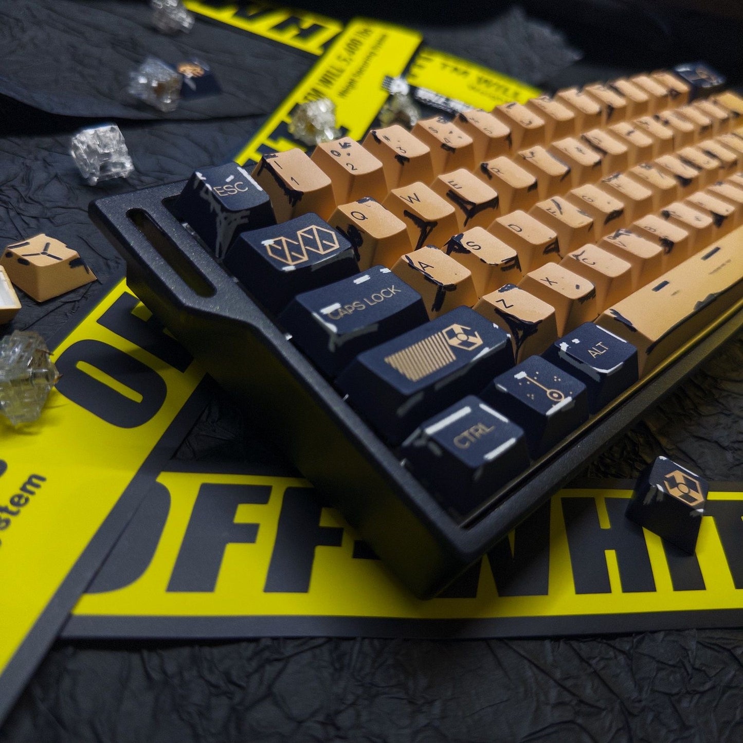 YMDK Old DreamWorks Theme 126 keys Keycaps Retro Style Cherry Profile PBT Dye Sub for Mechanical Keyboard 65/75/87/98/100/104