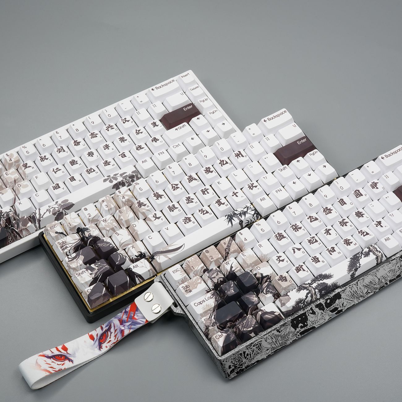 YMDK Ancient China Three Kingdoms Hero Theme Keycaps 75 Keys Cherry Profile Dye Sublimation Thick PBT Keycaps for 60/61/63/64/68 Mechanical Keyboard