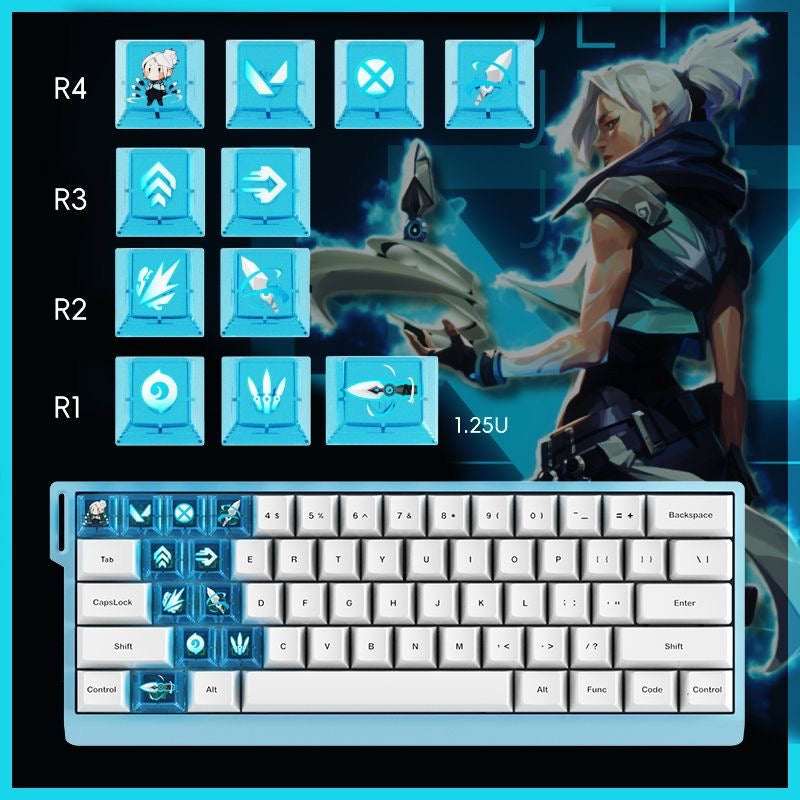 YMDK 11 Additional Keys DIY Windbreaker Crossbow Theme PC Transparent Cherry Profile Shine Through Keycaps For MX Mechanical Keyboard