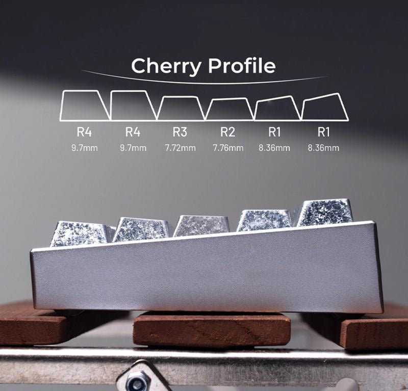 YMDK Frost keycaps Metal Texture Keyboard Caps 61 Keys PBT Dye Sub Cherry Profile Custom Side-lit Keycap for 60 Layout MX Mechanical Keyboards