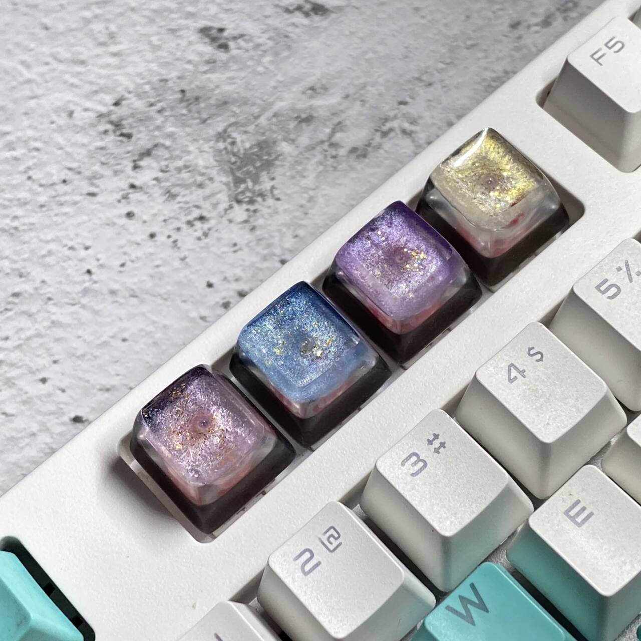 YMDK Starry Sky Galaxy Universe Personality Keycaps Translucent Cute Art Advanced Novel Keycap Cherry Profile Resin Key Cap for MX Mechanical Keyboard