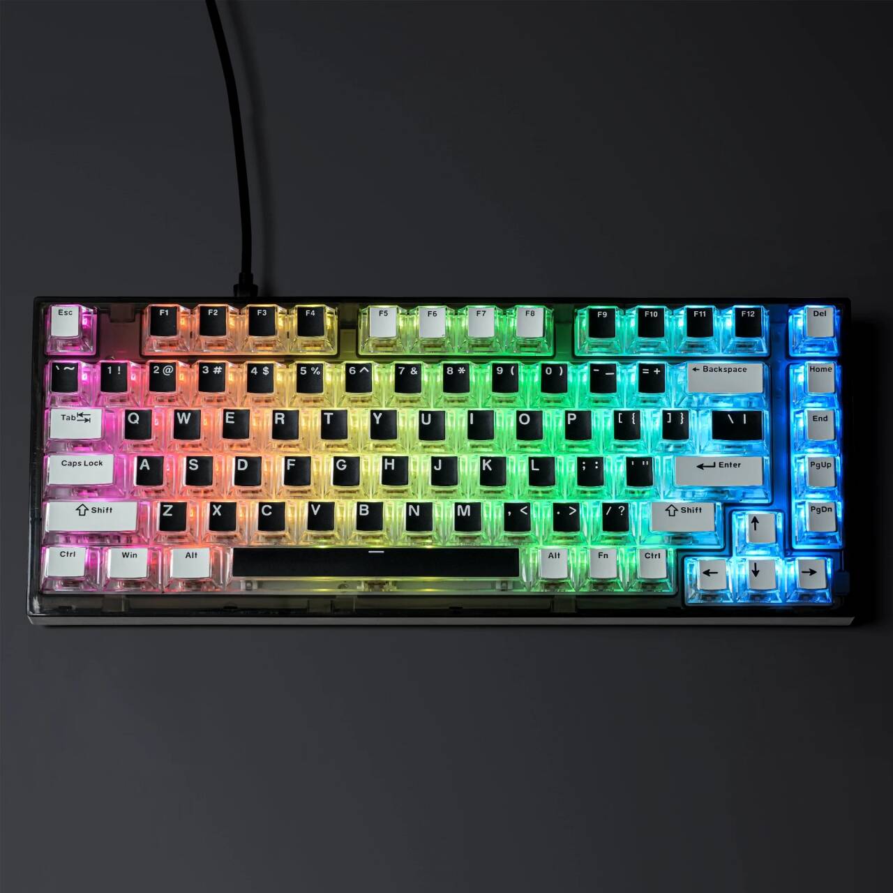 YMDK Water Cube Complete Set Keycaps Personalized Four-sided Light-transmitting Keycap Cherry Profile PBT PC for MX Mechanical Keyboard