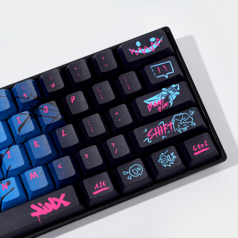 YMDK Black Blue Graffiti Keycaps Full Set 136 Keys Creative Cool Custom Keycaps Cherry Profile Dye Sub for MX Mechanical Keyboard