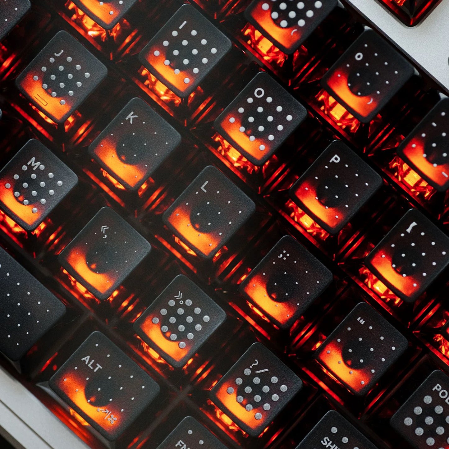 YMDK Polka Dot 142 keys Keycaps Black Frosted Shine Through Cherry Profile PC UV Print Keycap for 61/68/84/87/98/104/108 MX Mechanical Keyboard