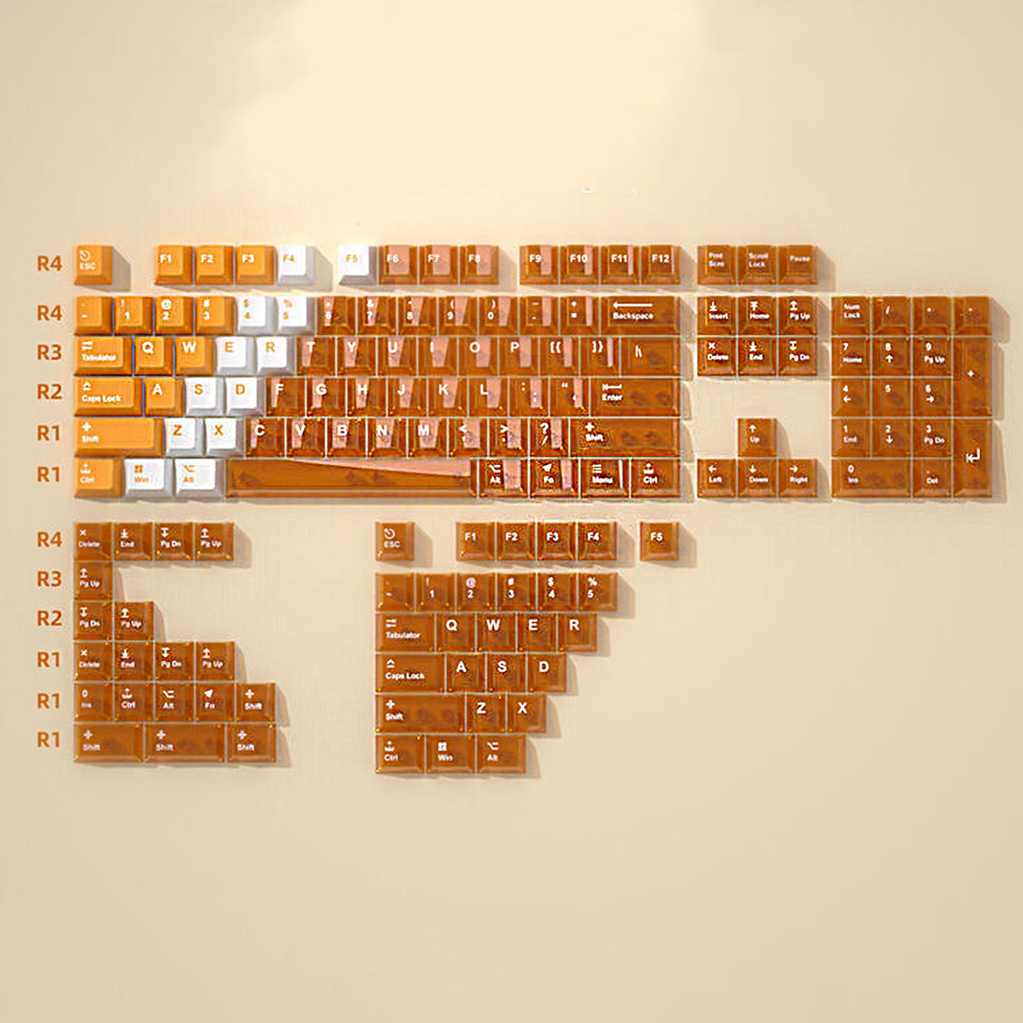 YMDK PBT+PC Transparent Keycaps Cherry Profile Shine Through Top Print Dye Sublimation Keycap for MX 61/64/68/84/87/100/104/108 MX Mechanical Keyboard