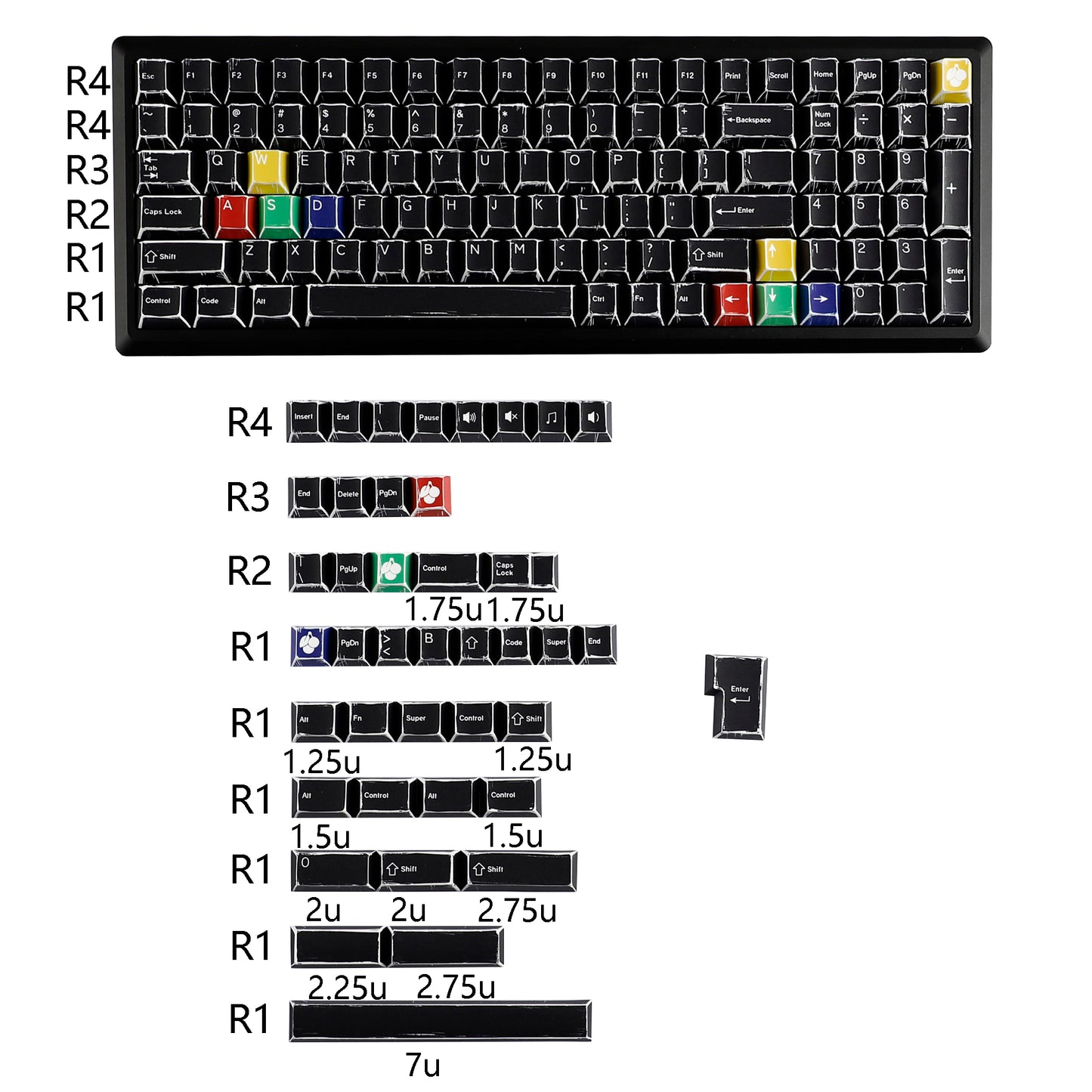 YMDK Color Comics Theme 141 keys PBT Keycap Top Print Dye Sub Cherry Profile Custom Keycaps for MX Mechanical Keyboard