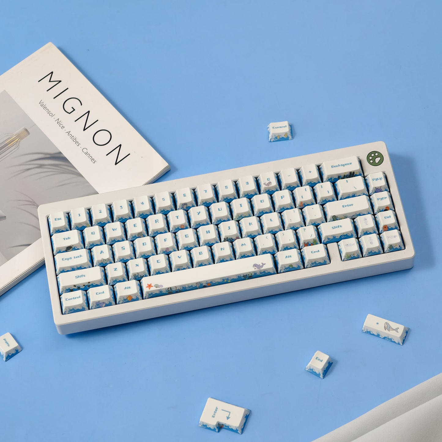 YMDK Deep Sea Party 143 Key Caps Creative Interesting Cute Keycaps PBT Dye Sub Custom Keycap for 75/87/98/104/108 MX Mechanical Keyboard