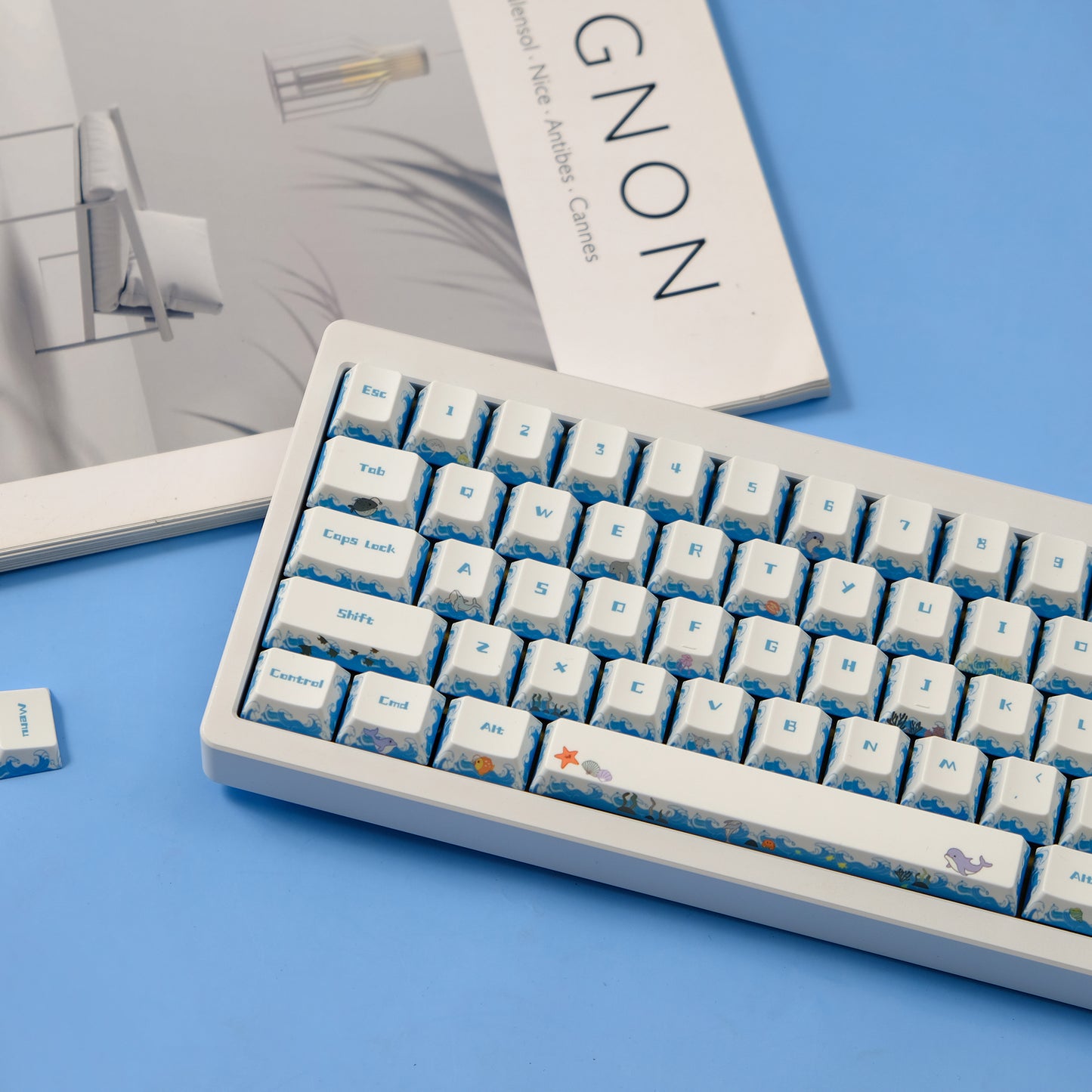 YMDK Deep Sea Party 143 Key Caps Creative Interesting Cute Keycaps PBT Dye Sub Custom Keycap for 75/87/98/104/108 MX Mechanical Keyboard