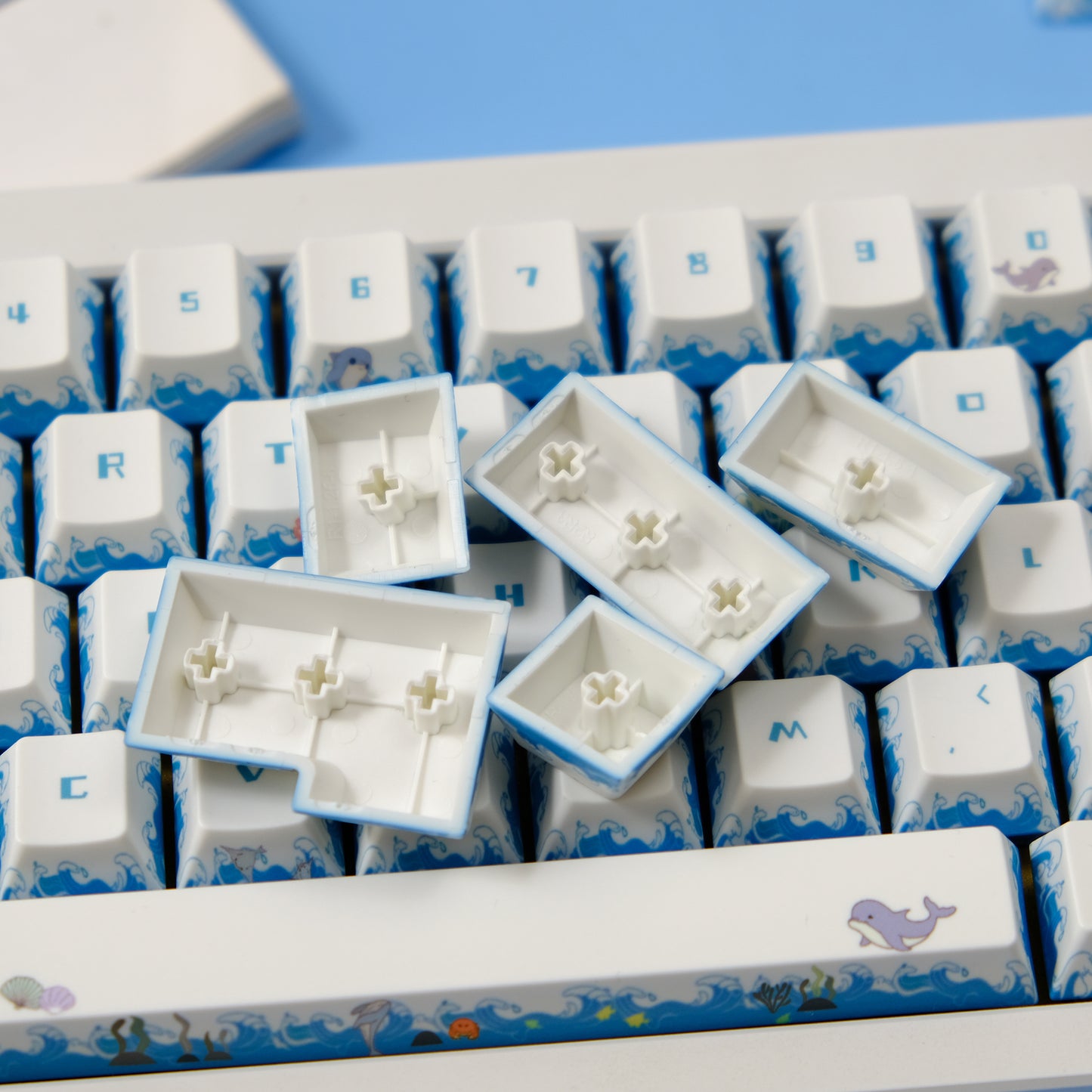 YMDK Deep Sea Party 143 Key Caps Creative Interesting Cute Keycaps PBT Dye Sub Custom Keycap for 75/87/98/104/108 MX Mechanical Keyboard