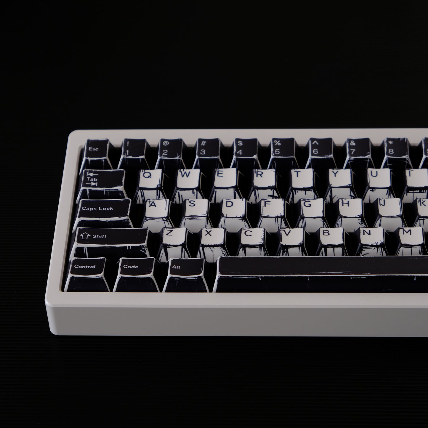 YMDK Black and White Comics Theme 141 keys PBT Keycap Top Print Dye Sub Cherry Profile Custom Keycaps for MX Mechanical Keyboard