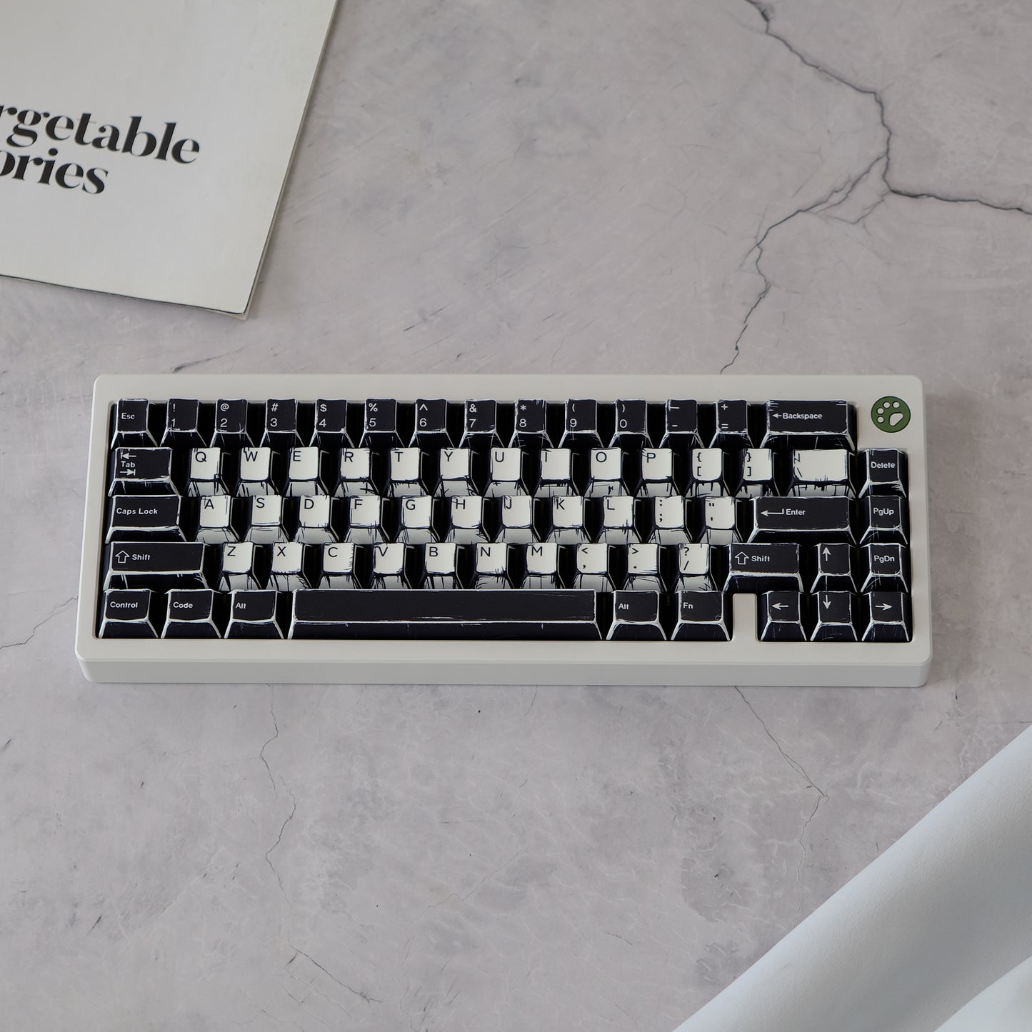 YMDK Black and White Comics Theme 141 keys PBT Keycap Top Print Dye Sub Cherry Profile Custom Keycaps for MX Mechanical Keyboard