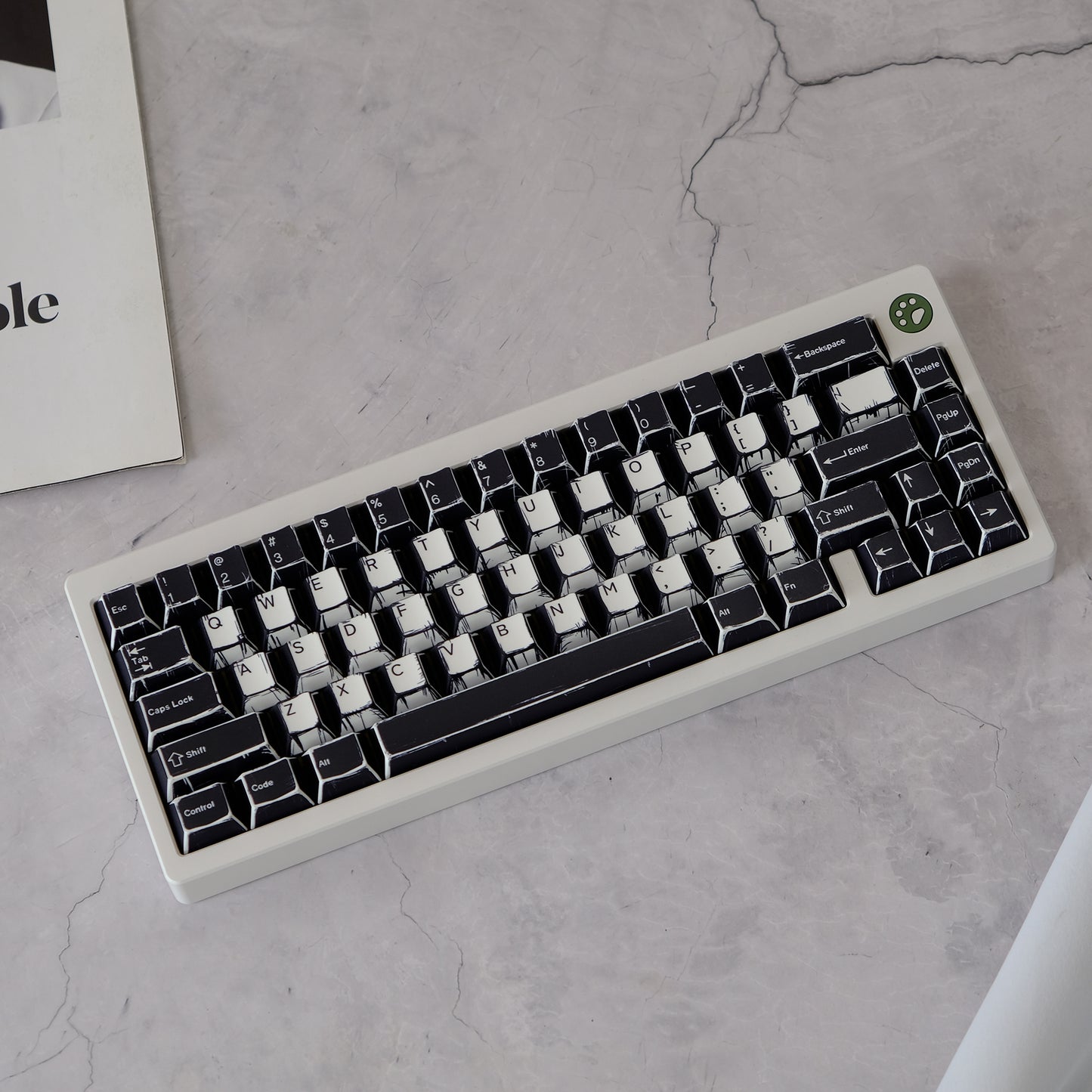 YMDK Black and White Comics Theme 141 keys PBT Keycap Top Print Dye Sub Cherry Profile Custom Keycaps for MX Mechanical Keyboard